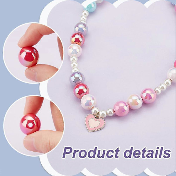 15mm Akryl Pärlor 70st UV-Pläterade Opaka Pärlor 7 Stilar Regnbåge Iriserande Lösa Pärlor Färgglada Bubbelgum Pärlor för Smycken Armband Halsband Penna
