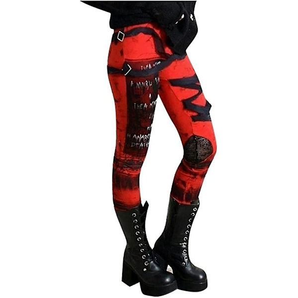 Gothic Leggings i Store Størrelser til Yetsye Kvinder Spænde Goth Steampunk Skinny Bukser