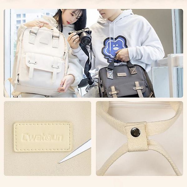 SLR-kameraväska 15,6-tums bärbar datorryggsäck med tote-fodral Beige