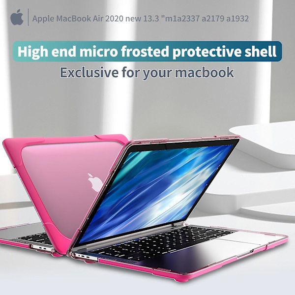 PC-läppärikotelo jalustalla MacBook Air 13\" A1932/A2179/A2337 -malleille, Suojaava kannettavan tietokoneen suojus Rose