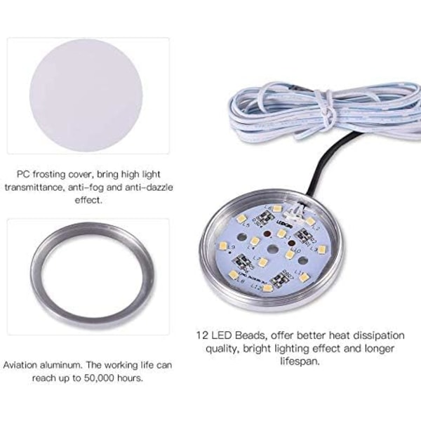 Inbyggd LED-spotlight 12V 3W för T4 T5 Husbil, Lastbil, Husvagn, Husbil, Båt, Buss (4 lampor)