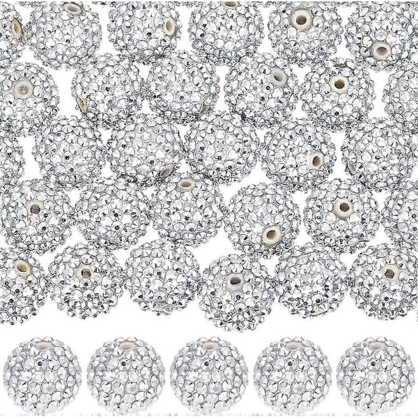 40 stk. 20 mm Bubblegum Perler Bulk Chunky Resin Rhinestone Perler Sølv Runde Akryl Perler til Perlepenner Løse Spacer Disco Ball Perler for Smykkelaging