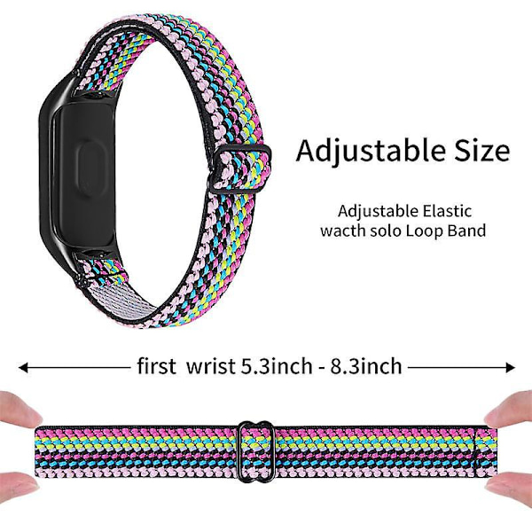 Stretchig nylon anti-scratch justerbar handledsrem för Xiaomi Mi Band 3/4, med svart klockram Style 9