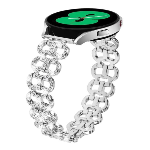 20mm metall watch för Samsung Galaxy Watch6 40/44mm / Watch6 Classic 43mm/47mm med Rhinestone Silver