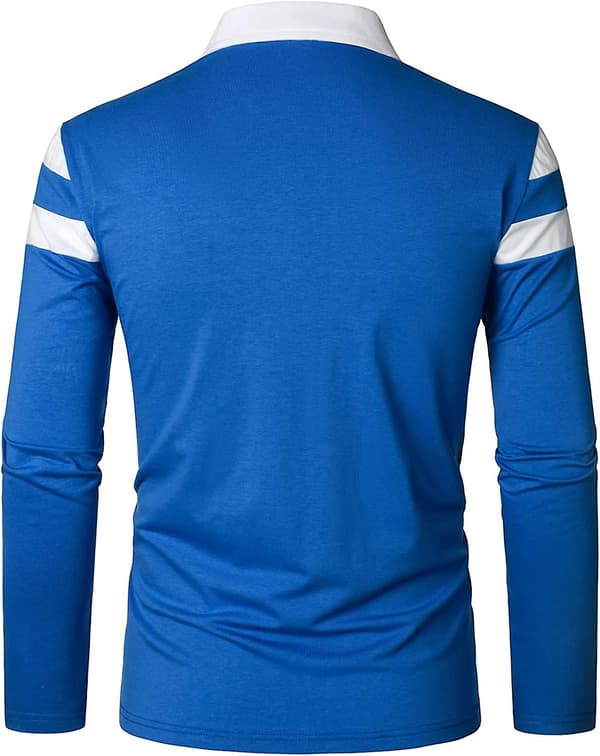 Herr Casual Långärmad Pikétröja Kontrastfärg Patchwork Bomulls T-shirts Blue XL
