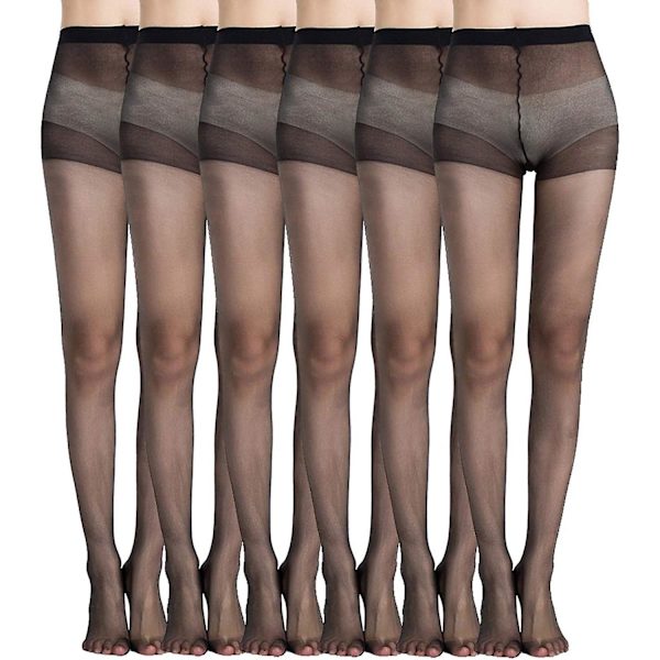 Naisten Everyday Energy 6 kpl Musta Beige Silkki Ohuet Pehmeät Sukkahousut 20 Denieriä Black XL