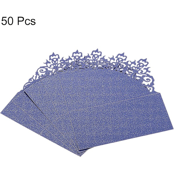 Pöytänimikortit, 50 kpl, 9,9 x 9,9 cm, koristeellinen ontto malli, tyhjä istumapaikkakortti häihin, juhliin, sininen