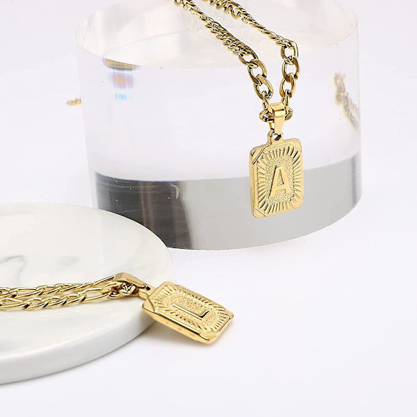 18k Guld Initial Halsband för Kvinnor Män Tonårsflickor Bästa Vän Mode Trendig