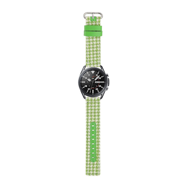 Nylon tyg läder klockarmband för Samsung Galaxy Watch 5 40mm/44mm /Watch 5 Pro 45mm, oval spänne Green  Yellow Plaid