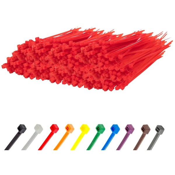Pienet violetit kaapelisiteet, 100 mm x 2,5 mm, irtopakkaus 1000 kpl, 4\" Premium-nailonia Red 100mmx2.5mm