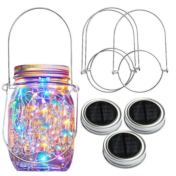 20 Led String Fairy Firefly Jar Lock Lights Med Galge Dekor, Terrass Trädgård Dekor, 3-pack (inga burkar) four colors