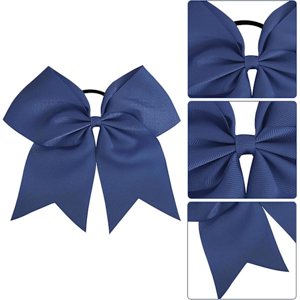 2 st stora cheer-rosetter 8 tum jumbo cheer-hårrosetter hästsvanshållare elastiskt band navy blue