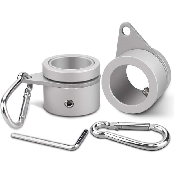 2-pack flaggstångsringar i aluminiumlegering, 360 graders roterande flaggstångsmonteringsringar snurrande flaggstångssats med karbinhake för 0,75-1,00 tums diameter