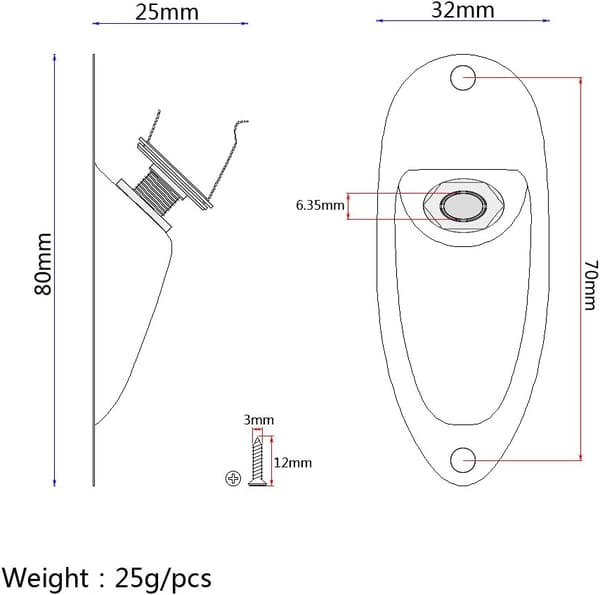 Båd Input Output Jack Plate Socket med Skruer til Fender Strat Guitar Sort