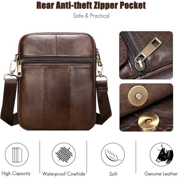 Unisex Crossbody-väskor Liten axelväska Messenger Läder Messenger Bag för män Kvinnor Axelväskor Portfölj Resväska Business University School C