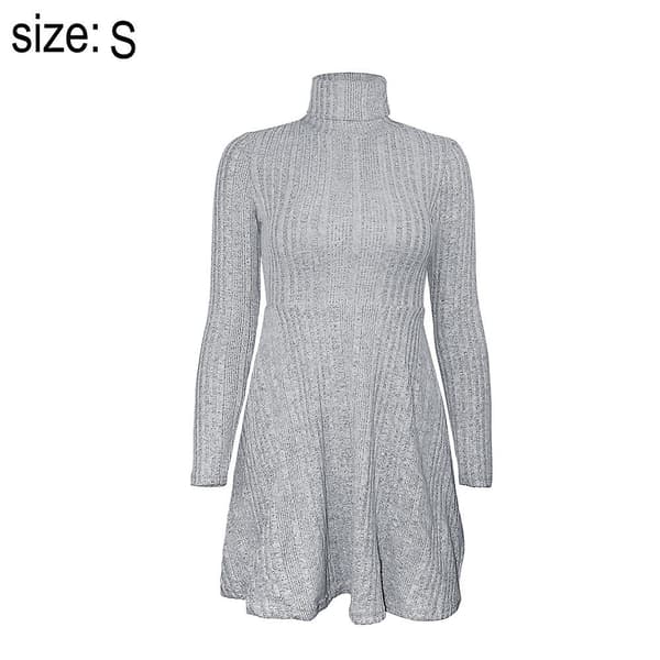 Kvinnors Turtleneck Långärmad Slim Fit Tröjklänning S S
