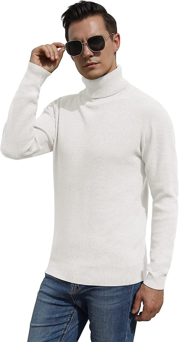 Herre Genser Høyhals Vinter Varm Ull Strikket Pullover Langermet