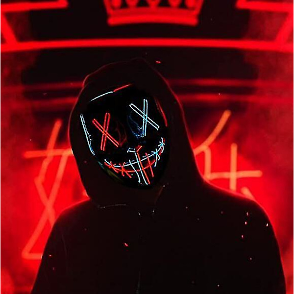 Stitches Kaksivärinen LED-naamio Halloween Cosplay Pukunaamio Valoisa Festivaalijuhla blue red