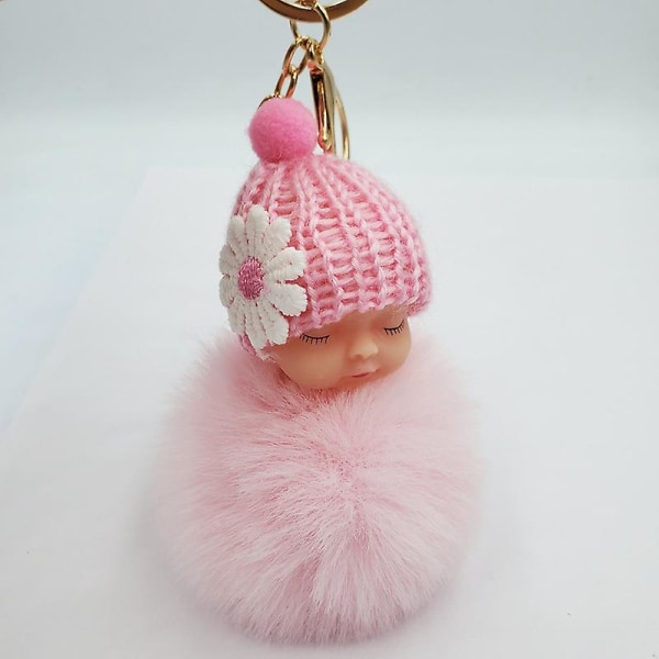 Vedhæng Baby Kæder Tasker Nøgleringe Sød Dukke Nøglevedhæng Sovende Nøgleringe Pung Id (himmelblå pink, One Size)