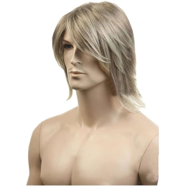 European Usa Hot Men Peruker Kort Lin Guld Färg Män Naturligt utseende hår Peruk