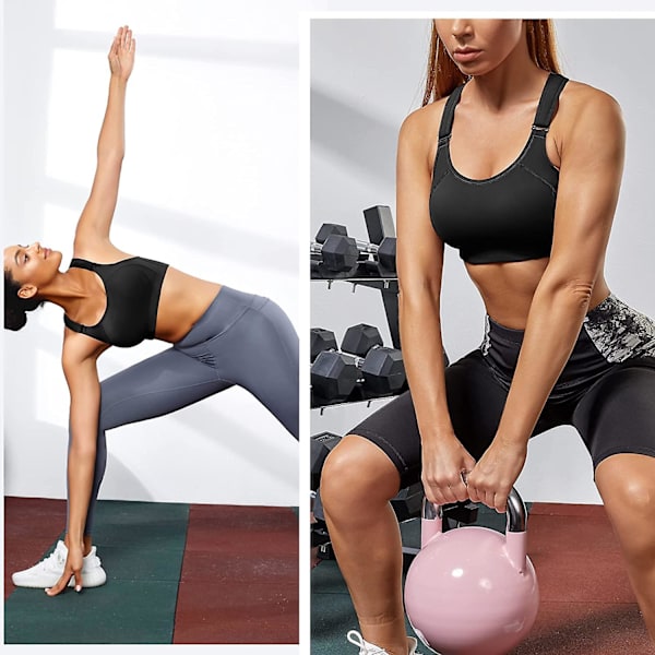 Naisten pehmustettu urheiluliivi, langaton, korkean tuen crop top säädettävillä olkaimilla, push up -joogaliivi