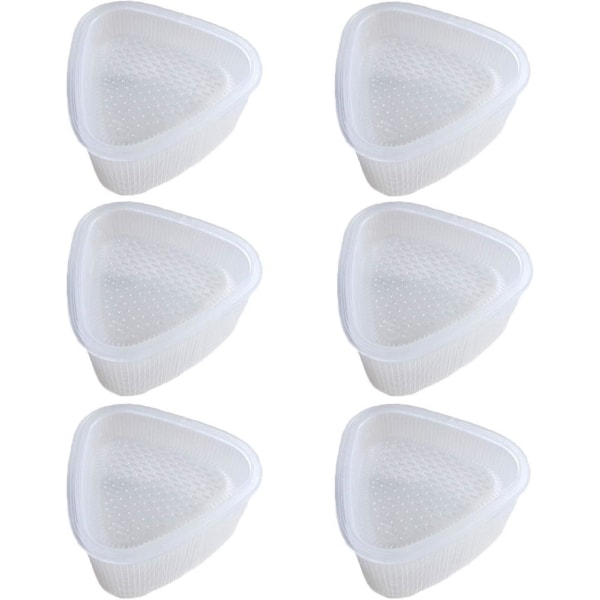 Kiseer 6 st Sushiformar i plast, triangulär risform med lock, vit, 3-pack 6 Pack