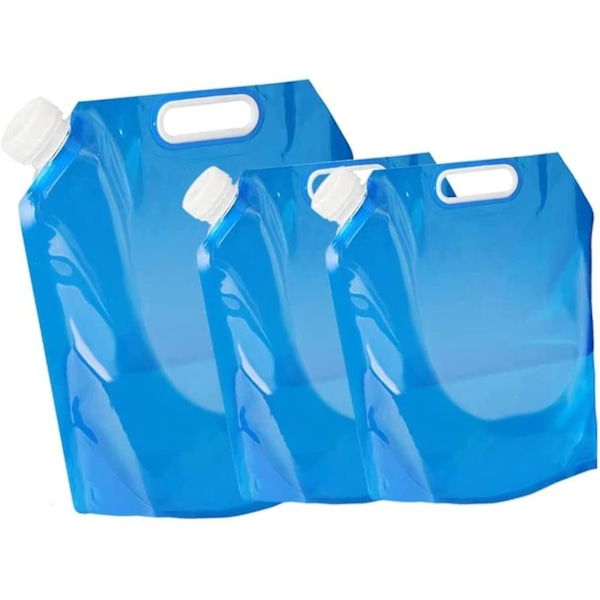 Hopfällbar och bärbar vattenpåse, 3 st 10l+5l hopfällbar vattenpåse för utomhusbruk, bärbar dricksvatten