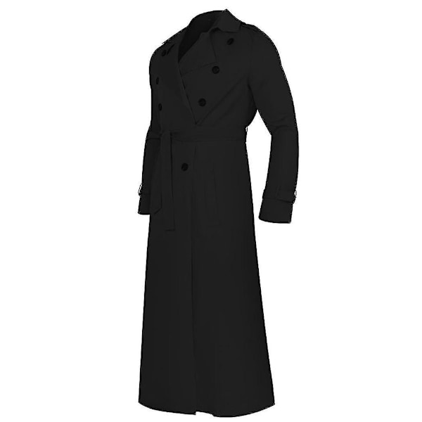 Herrar Lång Trenchcoat Krage Överrock Casual Vinterjacka Enfärgad Ytterkläder ArmyGreen XXL