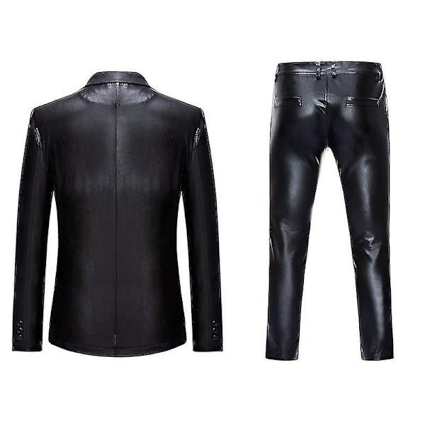 Miesten kiiltävä kulta kaksiosainen puku (bleiseri+housut) Terno Masculino Muoti Juhlat Dj Klubi Puku Smokki Miesten Lava Laulajan Vaatteet Black 2XL