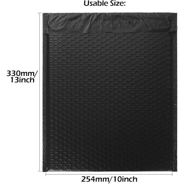 20-pack Poly Bubbelkuvert A4 Svart 254 x 330 mm (10 x 13 tum) Vadderade Kuvert Bubbelfodrade Polykuvert Självhäftande för Förpackning Frakt Postning