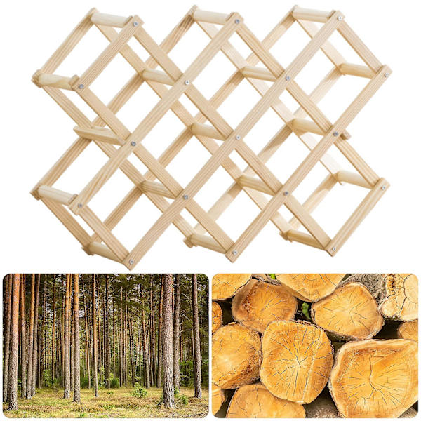 Trästapelbart vinställ för 10 flaskor 45x12,5x31cm, Rhombus Log Shelf, 3-nivåers handgjort vinställ, Flaskställ för bardisk, vardagsrum, Ki