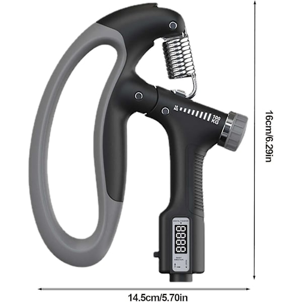 Håndgrepstrener, 10-100 kg justerbar håndgrepstrener håndleddsøvelse for håndstyrketrening og skaderestitusjon Black
