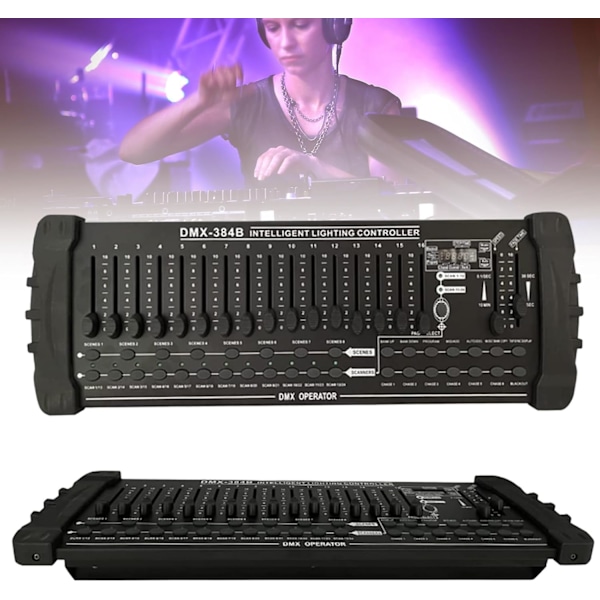 DMX 384B Konsol, Dmx512 Lysstyring, Midi Input, Intelligent DJ Controller, DJ Dæmpningskonsol, Scene Lysstyring, med LED Display
