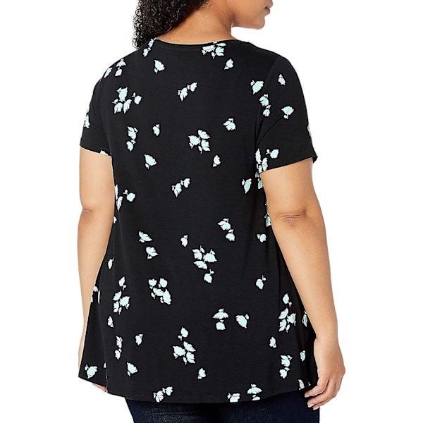 Naisten rento istuvuus, lyhythihainen, pyöreä pääntie, Swing-t-paita Tulips 4XL