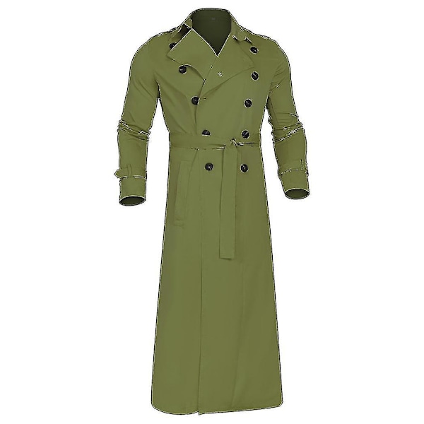 Herrar Lång Trenchcoat Krage Överrock Casual Vinterjacka Enfärgad Ytterkläder black XXL