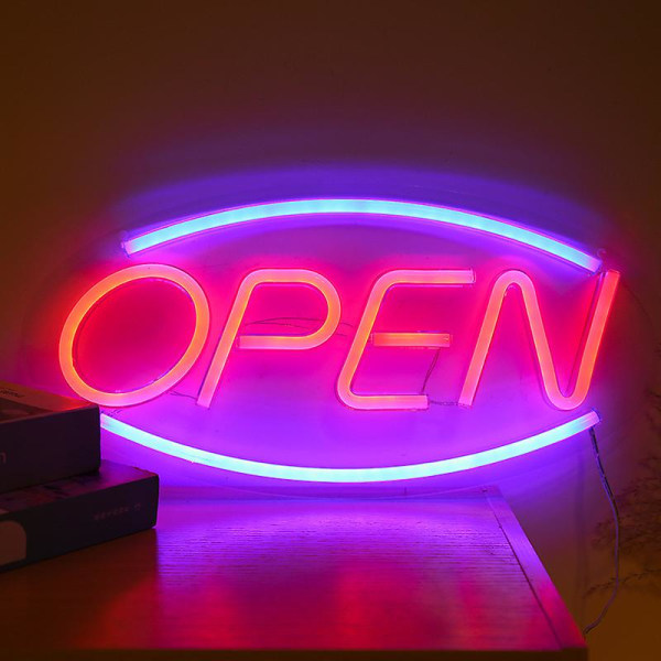 Super Bright LED Neon Open Skilt Til Butik 45x22cm Stor Oval Ramme Én Knap Til Soveværelse Hjemmeindretning Bar Fest