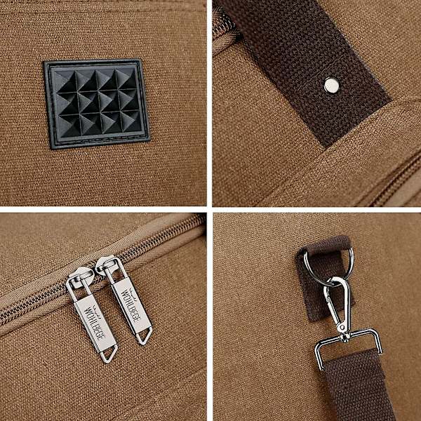 Canvas Resväska Stor Crossbody Väska Stor Kapacitet Resväska Weekend Väska Bekväm Handbagage Väskor Herrar Duffel Väska Khaki