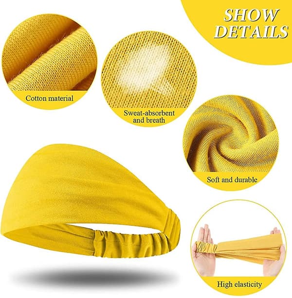 10 Stykker Bredt Bomulls Hodebånd For Kvinner. Elastisk Mykt Hodebånd For Yoga Trening Løping