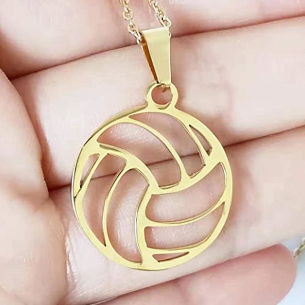 Sports Tilbehør, Volleyball Vedhæng Halskæde i Rustfrit Stål til Mænd og Kvinder golden