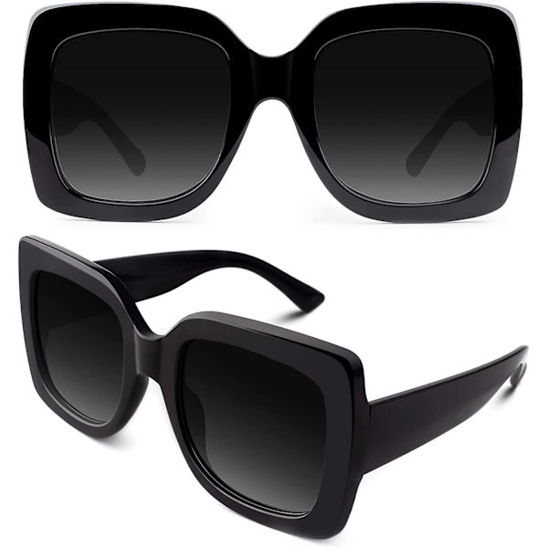 Oversized Firkantede Solbriller Dame Retro Shades Trendy Uv400 Beskyttelse, S904