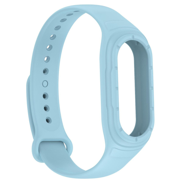Xiaomi Smart Band 8 -rannekkeen korvaava silikoninen kellon ranneke, jossa integroitu ranneke ja suojakotelo Baby Blue