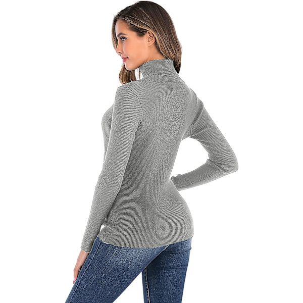 Damtröja med polokrage, vintertröja, långärmad pullover, stickad ribbad tröja