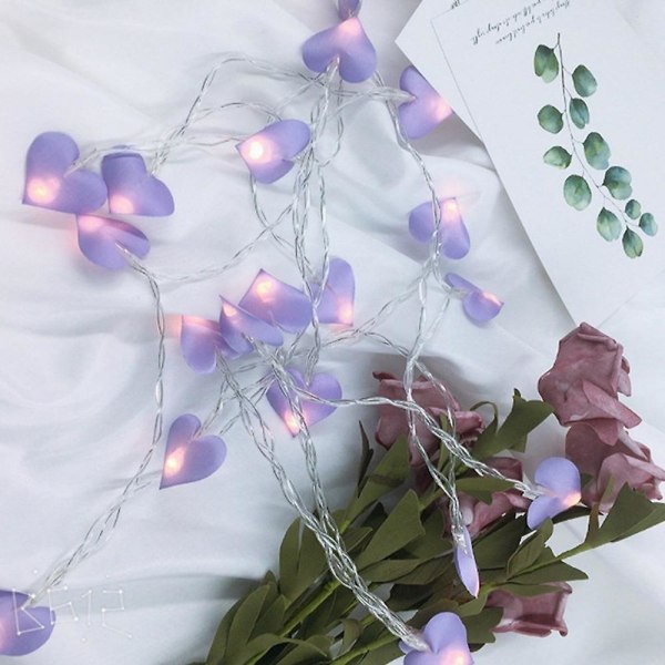 Ystävänpäivä Sisustus Sydänvalot Paristokäyttöiset Häät Juhlatarvikkeet 10 meters 80 lights purple