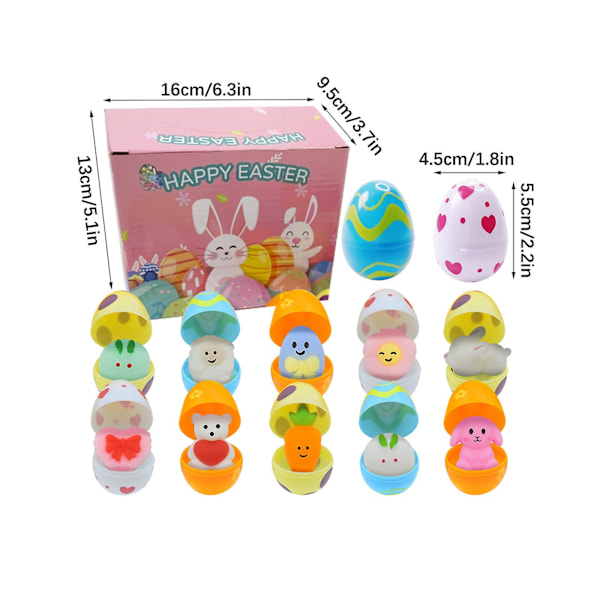 Kampanje - Påskeeggfyll Leker Giftfri Gummi Sikker Eggeskall Lotteri Blindbokser Flerfarget 12 stk