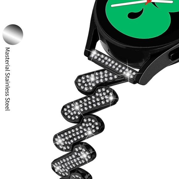 20 mm Rhinestone watch för Samsung Galaxy Watch6 40/44 mm / Watch6 Classic 43/47 mm Black