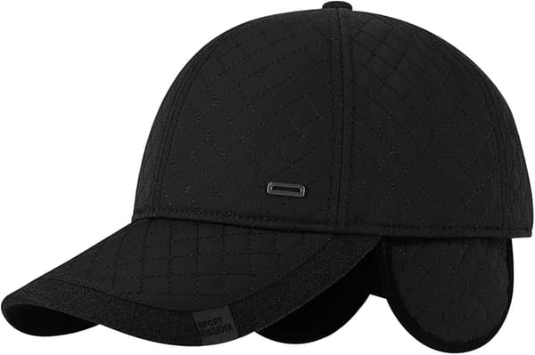 Vinter Baseball Mössa Med Öronlapp Trooper Trapper Mössa Bomber Mössa Termisk Ull Baseball Kepssport Mössa Utomhus Black