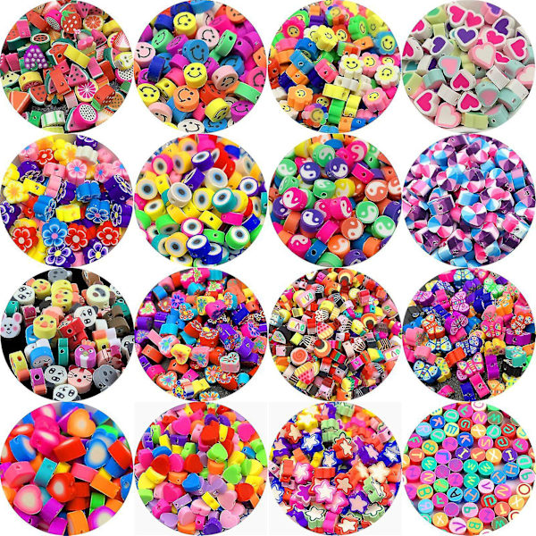 Smiley Face Perler Frugt Spacer Perler Farvede Polymer Ler Perler Til DIY Smykker