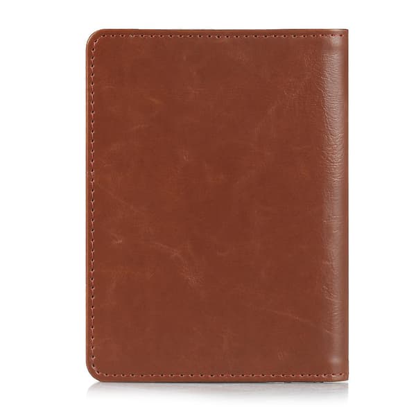 Multifunktionel PU Læder Bi-fold Wallet Cover Case Pas Holder Brown