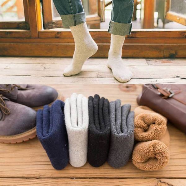 Högkvalitativa ullstrumpor presenter höst vinter varma tjocka strumpor frotté casual