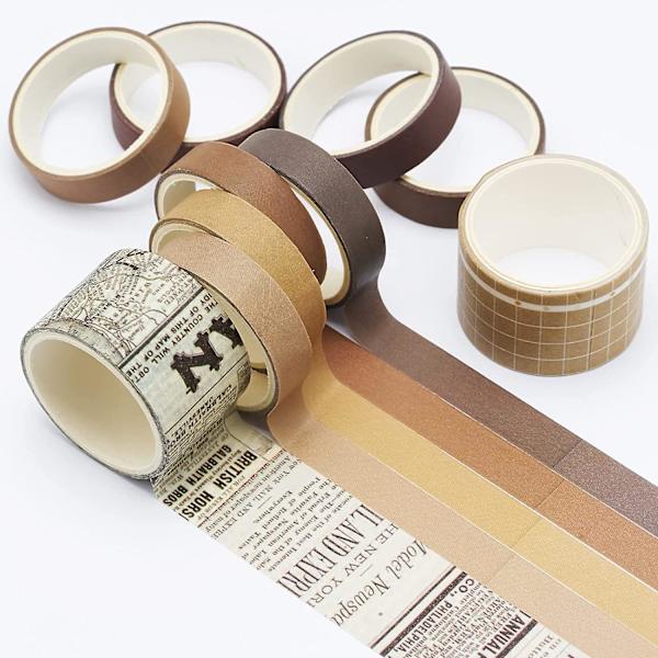 Washi Tape Set 10 rullar Dekorativ maskeringstejp i papper för konst, gör-det-själv-hantverk, tidskrifter, planerare, klippbok, present Retro Impression(2m)